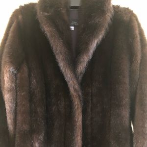 Faux sable classic full length coat.